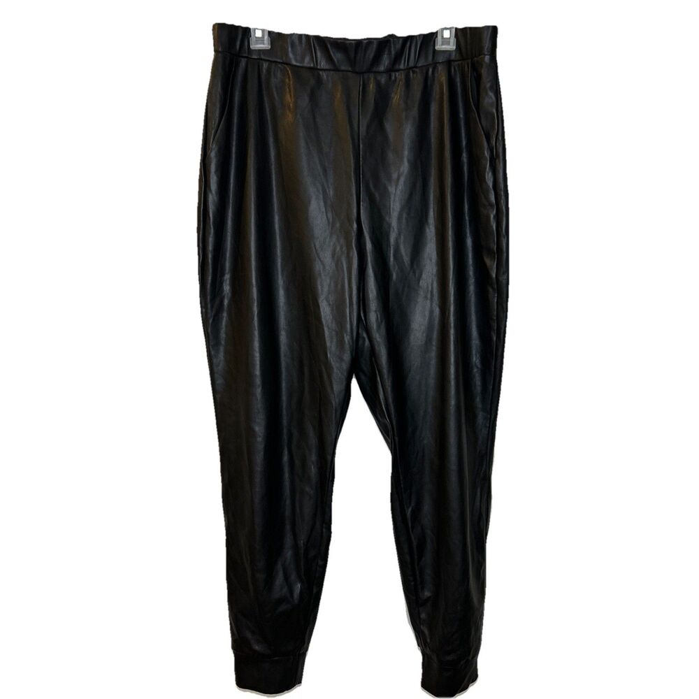 Juicy by Juicy Couture Faux Leather Black Jogger Pants Size XL